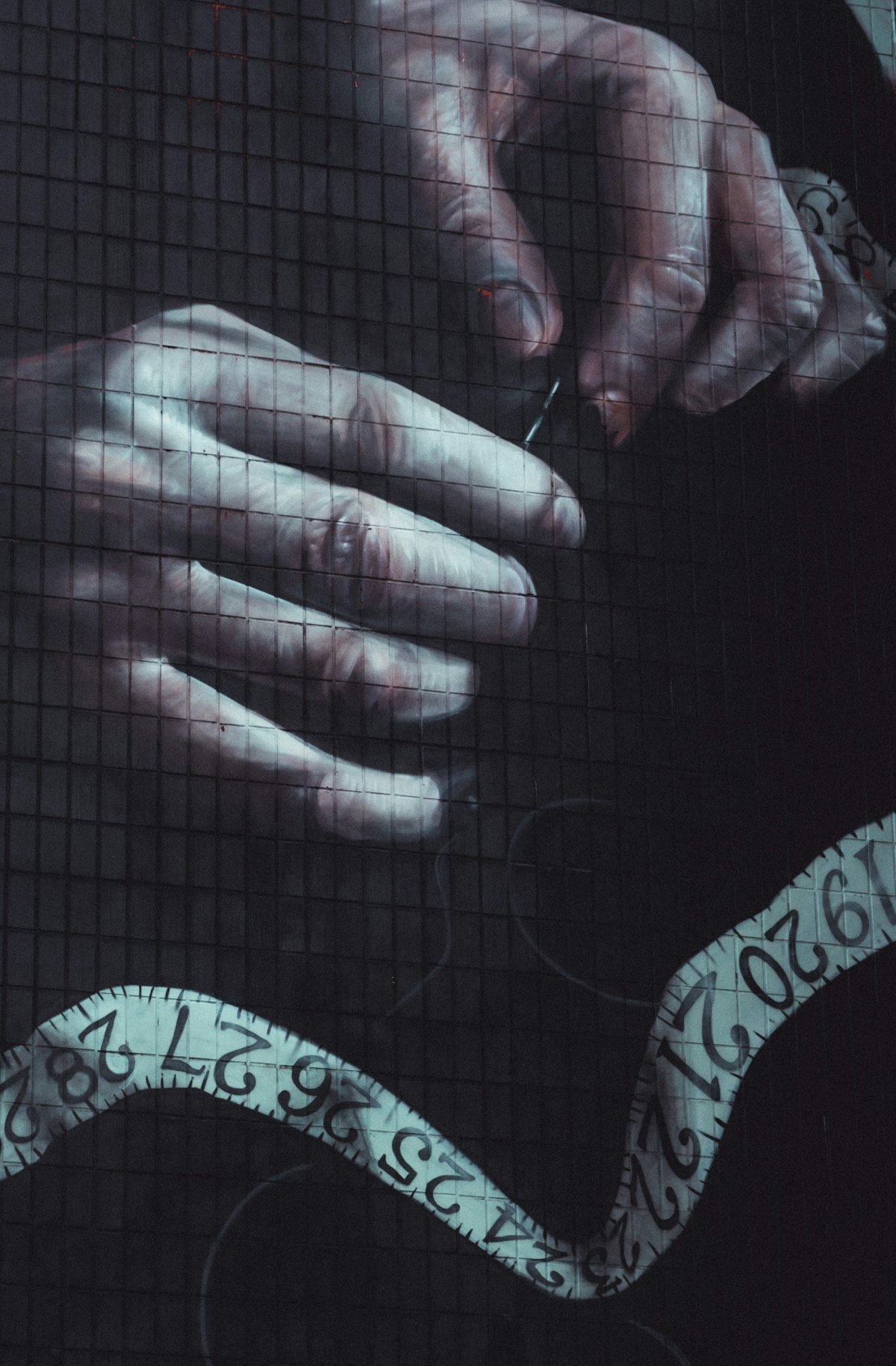 Hands of a tailor at work on garment construction
